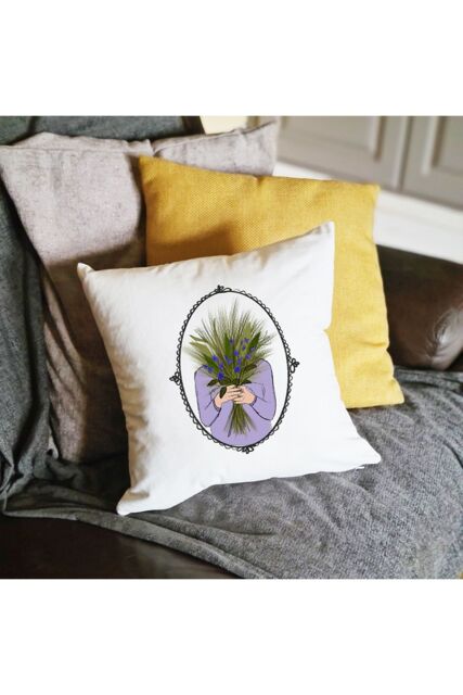Afewhometruths July Birth Flower Cushion in Off-White - Size: 40 cm x 40 cm