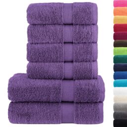 Berkfield Home 6 Piece Premium Towel Set SOLUND Purple 600 gsm - thumbnail 2