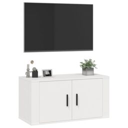 Berkfield Home Wall Mounted TV Cabinet White 80x34.5x40 cm - thumbnail 4
