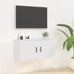 Berkfield Home Wall Mounted TV Cabinet White 80x34.5x40 cm - thumbnail 1