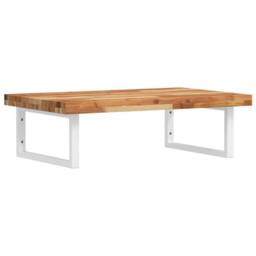 Berkfield Home Basin Shelf Wall Mounted Steel & Solid Wood Acacia in Brown - thumbnail 2