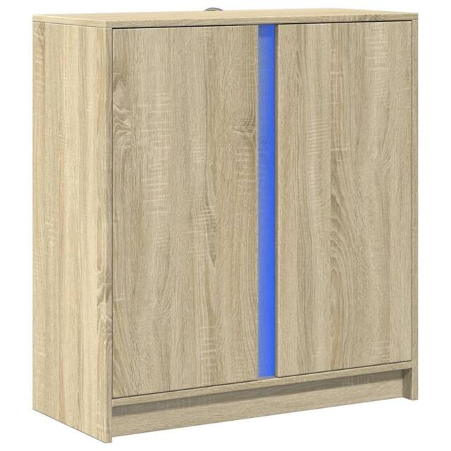 Berkfield Home Sideboard with LED Sonoma Oak 77x34x85 cm Engineered Wood in Light Oak - Size: 77 x 34 x 85 cm - image 1