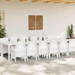 Berkfield Home 13 Piece Garden Dining Set with Cushions White Poly Rattan - thumbnail 3