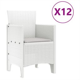 Berkfield Home 13 Piece Garden Dining Set with Cushions White Poly Rattan - thumbnail 5