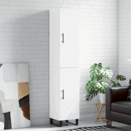 Berkfield Home Highboard White 34.5x34x180 cm Engineered Wood - thumbnail 1