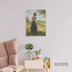 "Artery8 Young Woman in a Yellow Jacket Winslow Homer Canvas Wall Art Print in Green - Size: W12"" x H16""" - thumbnail 3