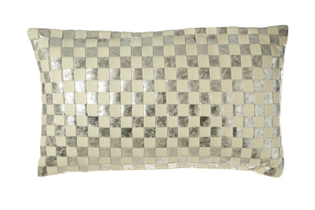 Orsina Kensington Townhouse Rectangular Ivory & Silver Check Cushion - image 1