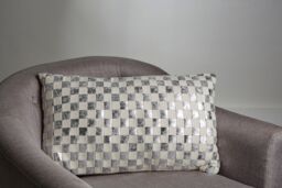 Orsina Kensington Townhouse Rectangular Ivory & Silver Check Cushion - thumbnail 4