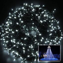 Shatchi 400 LEDs Christmas Fairy String Lights Indoor/Outdoor Green Cable Main power Memory Auto Timer in White