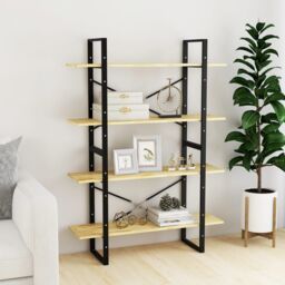 Berkfield Home 4-Tier Book Cabinet 100x30x140 cm Solid Pine Wood in Brown - Size: 100 x 30 x 140 cm - thumbnail 3