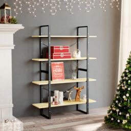 Berkfield Home 4-Tier Book Cabinet 100x30x140 cm Solid Pine Wood in Brown - Size: 100 x 30 x 140 cm - thumbnail 1