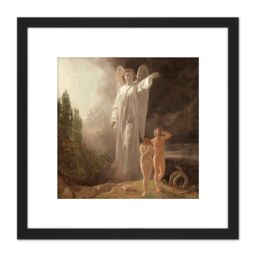 Artery8 Faed Expulsion Of Adam & Eve 8X8 Inch Square Wooden Framed Wall Art Print Picture with Mount in Black - thumbnail 1