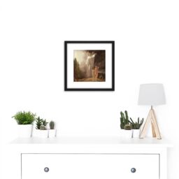Artery8 Faed Expulsion Of Adam & Eve 8X8 Inch Square Wooden Framed Wall Art Print Picture with Mount in Black - thumbnail 2