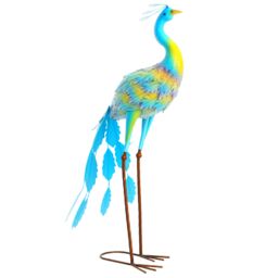 OUTSUNNY Peacock Garden Statue, Metal Garden Gift with Stakes, Multi-Colour - thumbnail 2