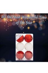VFM e-Store Christmas Bauble Decoration Hanging Tree Ornament X 6 10cm Red White - thumbnail 3
