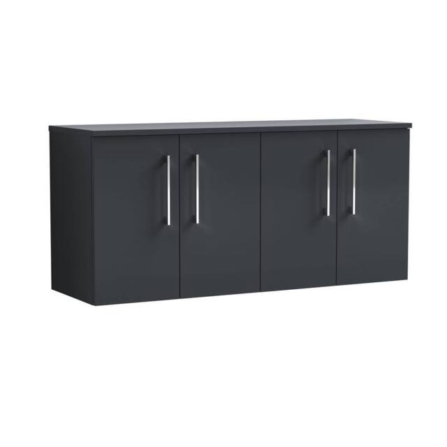 Balterley Level 1200mm Wall Hung 4 Door Vanity Unit with Worktop - Dark Grey - image 1