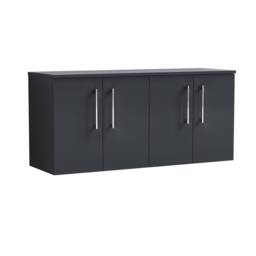 Balterley Level 1200mm Wall Hung 4 Door Vanity Unit with Worktop - Dark Grey - thumbnail 1