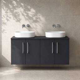 Balterley Level 1200mm Wall Hung 4 Door Vanity Unit with Worktop - Dark Grey - thumbnail 6