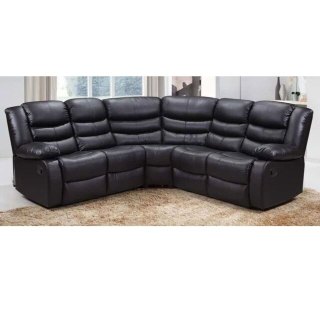 Snugg Furniture UK Limited Roman Leather Recliner 2 Corner sofa in Black