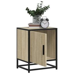 Berkfield Home Bedside Cabinets 2 pcs Sonoma Oak 40x31x50 cm Engineered Wood & Metal in Brown - Size: 40 x 31 x 50 cm - thumbnail 4
