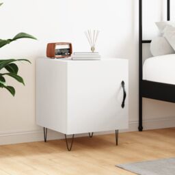 Berkfield Home Bedside Cabinet White 40x40x50 cm Engineered Wood - Size: 40 x 40 x 50 cm - thumbnail 1