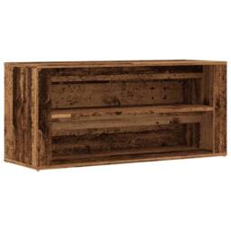 Berkfield Home Shoe Bench Old Wood 100x35x45 cm Engineered Wood in Brown - Size: 100 x 35 x 45 cm - thumbnail 3