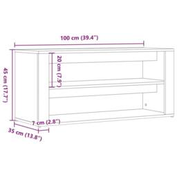 Berkfield Home Shoe Bench Old Wood 100x35x45 cm Engineered Wood in Brown - Size: 100 x 35 x 45 cm - thumbnail 9