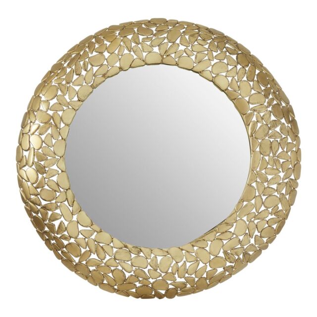 Orsina Templar Pebble Effect Round Wall Mirror in Gold - image 1