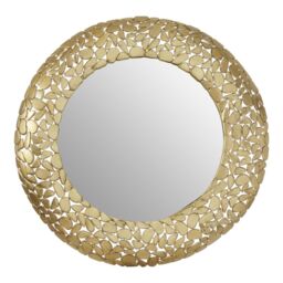 Orsina Templar Pebble Effect Round Wall Mirror in Gold - thumbnail 1