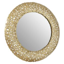 Orsina Templar Pebble Effect Round Wall Mirror in Gold - thumbnail 2