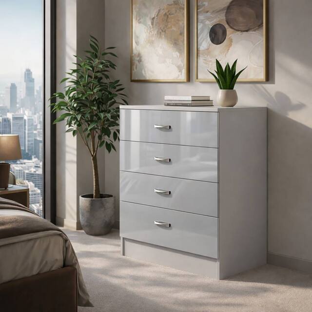 Harmin High Gloss Grey on Matt Grey 4 Drawer Chest - image 1