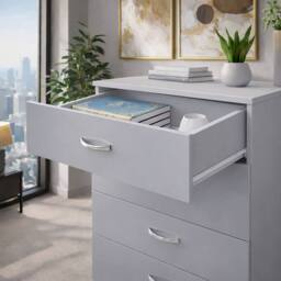Harmin High Gloss Grey on Matt Grey 4 Drawer Chest - thumbnail 5