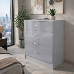 Harmin High Gloss Grey on Matt Grey 4 Drawer Chest - thumbnail 2