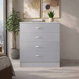 Harmin High Gloss Grey on Matt Grey 4 Drawer Chest - thumbnail 3