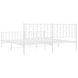 Berkfield Home Metal Bed Frame without Mattress with Footboard¬†White 193x203cm in White - Size: 193x203 cm - thumbnail 8