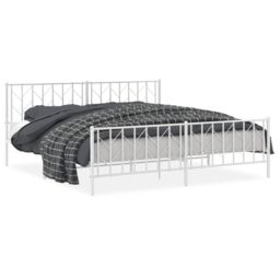 Berkfield Home Metal Bed Frame without Mattress with Footboard¬†White 193x203cm in White - Size: 193x203 cm - thumbnail 2