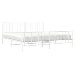 Berkfield Home Metal Bed Frame without Mattress with Footboard¬†White 193x203cm in White - Size: 193x203 cm - thumbnail 5