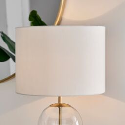FurnitureboxUK Nora Energy Efficient Clear Glass & Coloured Shade Table Lamp Light (Including Bulb) in White - thumbnail 6