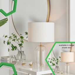FurnitureboxUK Nora Energy Efficient Clear Glass & Coloured Shade Table Lamp Light (Including Bulb) in White - thumbnail 7