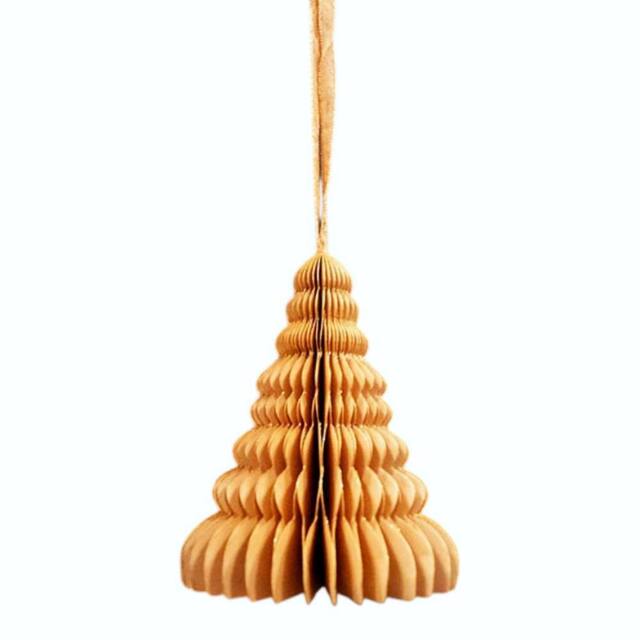 Four Candle Set of 6 Gold Christmas Honeycomb Paper Ornaments - image 1