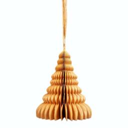 Four Candle Set of 6 Gold Christmas Honeycomb Paper Ornaments - thumbnail 1