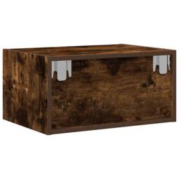 Berkfield Home Durable Wall-mounted Bedside Cabinets with LED Lights 2 pcs Smoked Oak in Brown - thumbnail 9