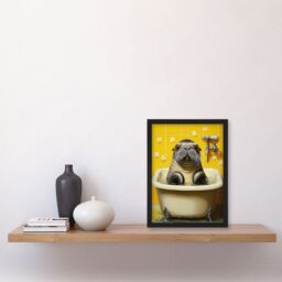 Artery8 Cute Walrus Yellow Bathroom Bathtub Bath Time Framed Art Print - Size: A4 - thumbnail 4
