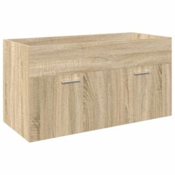 Berkfield Home Bathroom Sink Cabinet with Built-in Basin Sonoma Oak in Brown - thumbnail 5