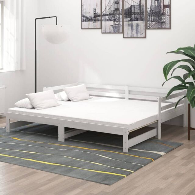 Berkfield Home Pull-out Day Bed White Solid Pinewood 2x - image 1