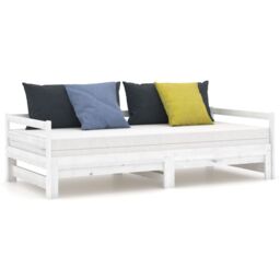 Berkfield Home Pull-out Day Bed White Solid Pinewood 2x - thumbnail 4