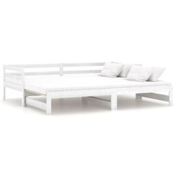 Berkfield Home Pull-out Day Bed White Solid Pinewood 2x - thumbnail 2