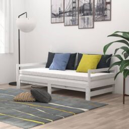 Berkfield Home Pull-out Day Bed White Solid Pinewood 2x - thumbnail 3