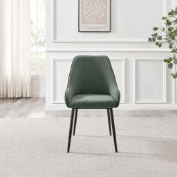 FurnitureboxUK Beaumont 2x Fabric Black Leg Dining Chair in Green - thumbnail 4