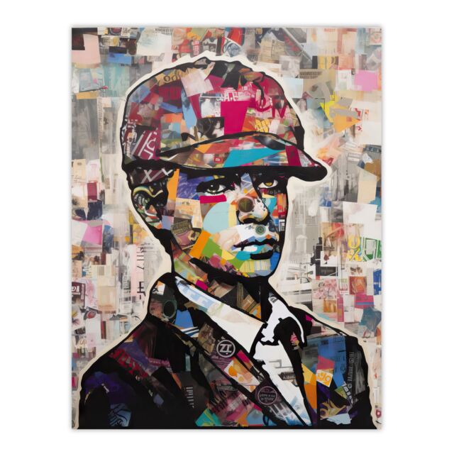 Artery8 Wall Art Print 1920s Fashion Collage Artwork Upcycled Newspaper Boy Young Man Portrait Vibrant Colourful Bold Pop Art Modern Painting Poster - image 1
